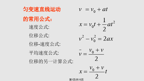 高中物理  匀变速直线运动的公式和规律PPT课件