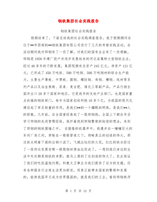 钢铁集团社会实践报告【可编辑版】