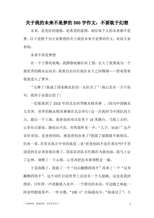 关于我的未来不是梦的500字作文：不要耽于幻想