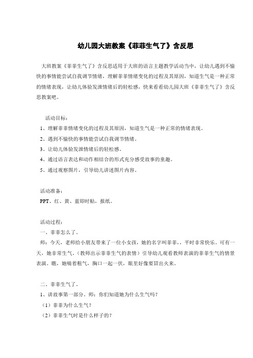 幼儿园大班教案《菲菲生气了》含反思 