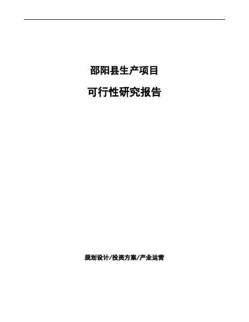 邵阳县如何编写项目可行性研究报告