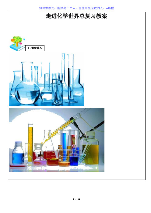 人教版九年级化学上册 第一单元 走进化学世界 知识点归纳及测试题(含解析)