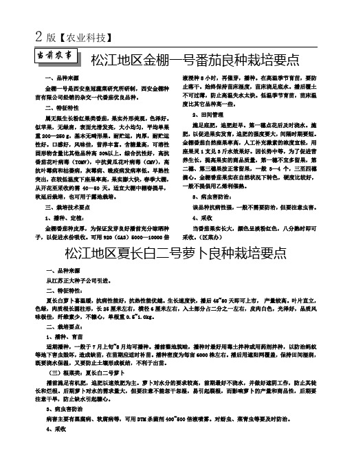 松江地区金棚一号番茄良种栽培要点概要