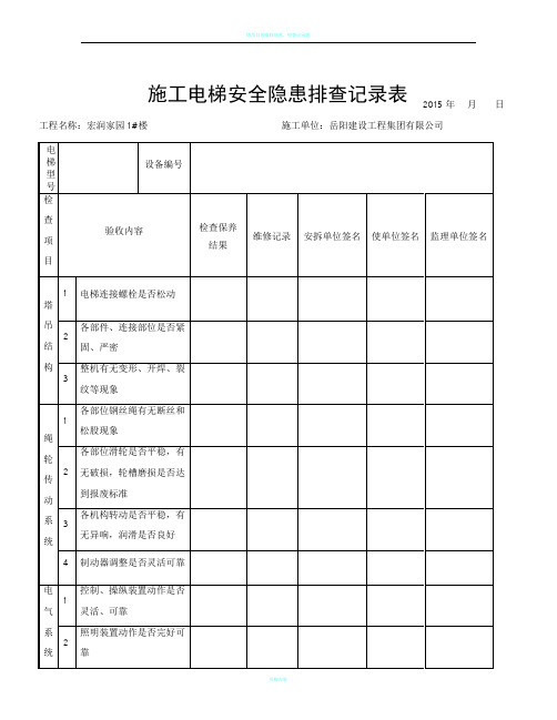 塔吊日常使用维修保养、检查记录表08148