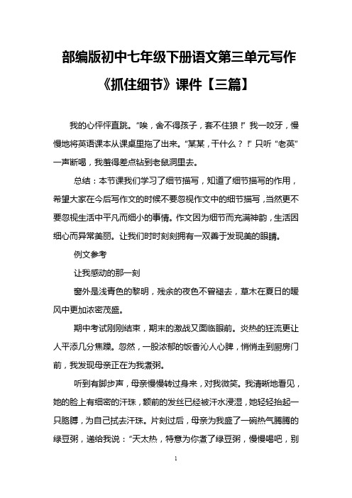 部编版初中七年级下册语文第三单元写作《抓住细节》课件【三篇】