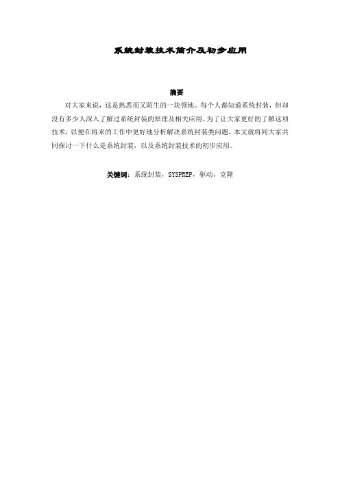 系统封装技术简介及初步应用