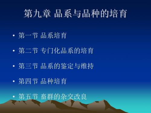 品系和品种的繁育