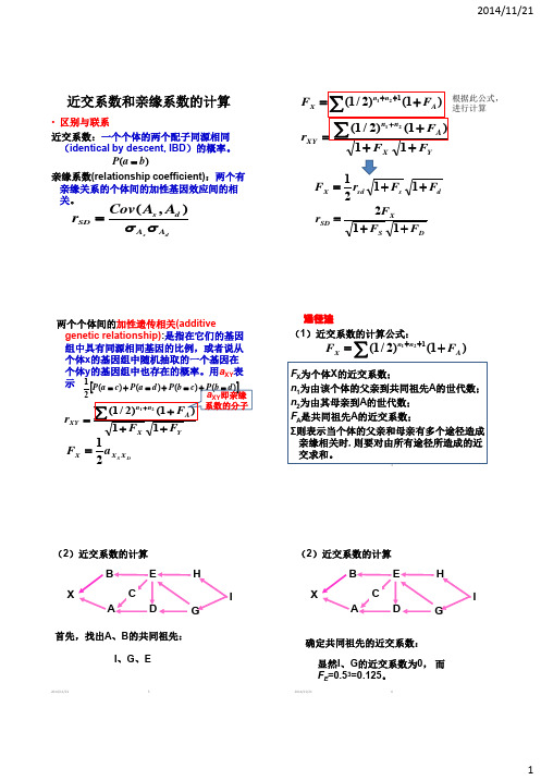 动物育种学近交系数和亲缘系数的计算
