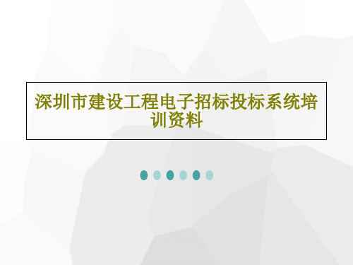 深圳市建设工程电子招标投标系统培训资料共120页文档