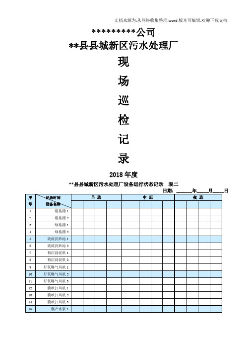 污水处理巡检记录表