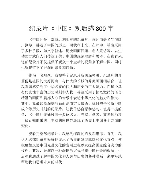 纪录片《中国》观后感800字