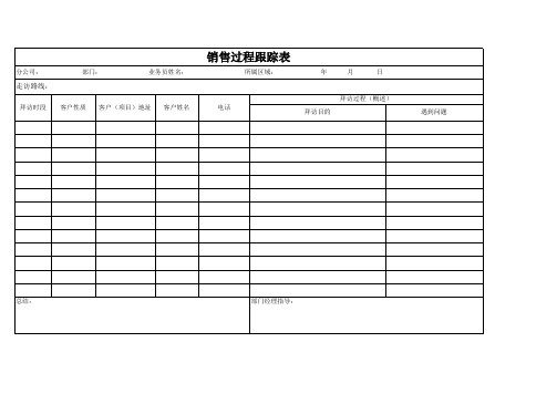 销售过程跟踪表excel模版 