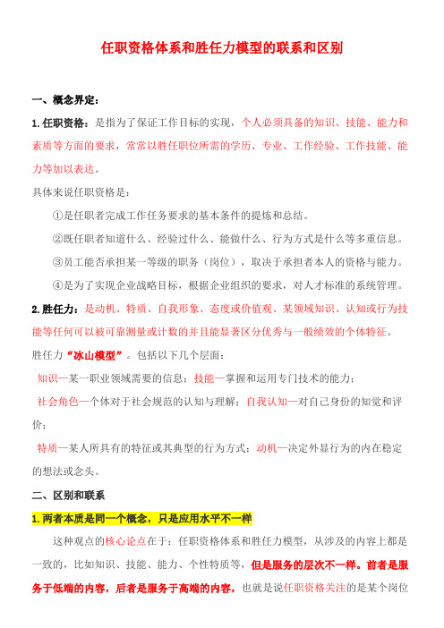 任职资格体系与胜任力的区别