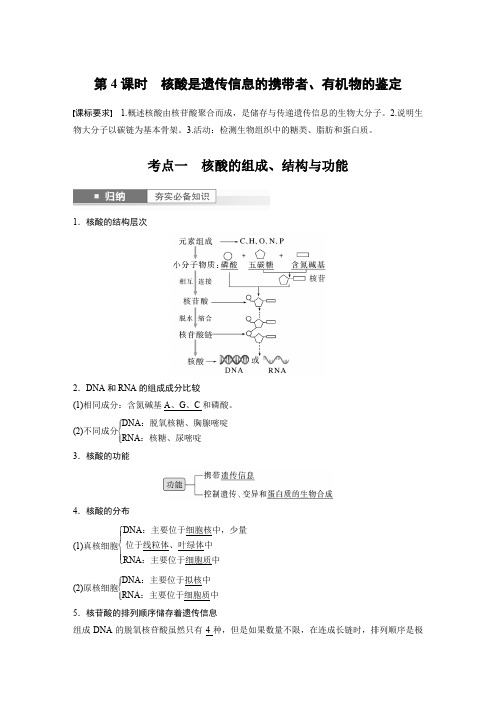 生物习题(人教版)第一单元细胞的概述及其分子组成第4课时核酸是遗传信息的携带者有机物的鉴定