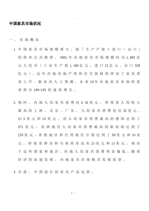 中国家具市场状况