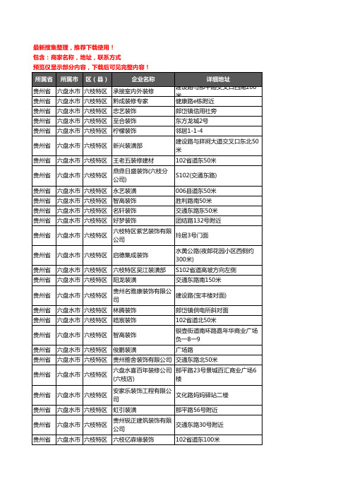 新版贵州省六盘水市六枝特区装修公司企业公司商家户名录单联系方式地址大全47家