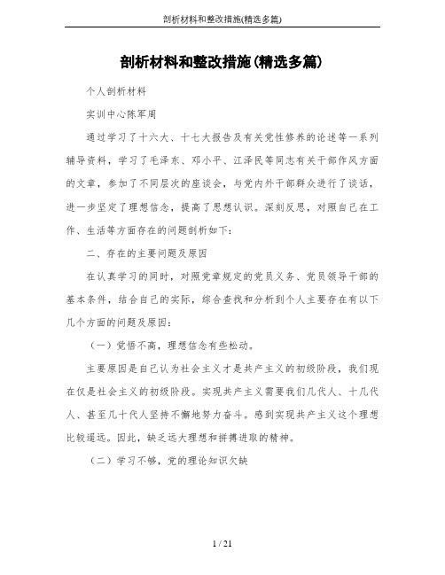 剖析材料和整改措施(精选多篇)