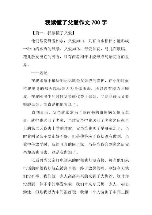 我读懂了父爱作文700字