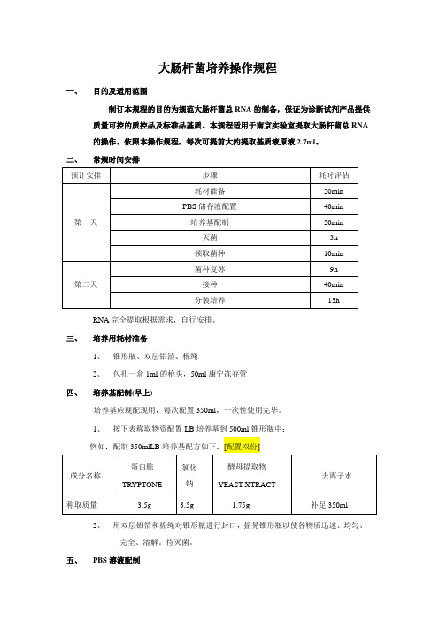 大肠杆菌培养操作规程