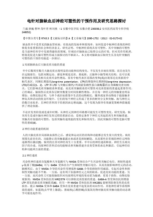 电针对脑缺血后神经可塑性的干预作用及研究思路探讨