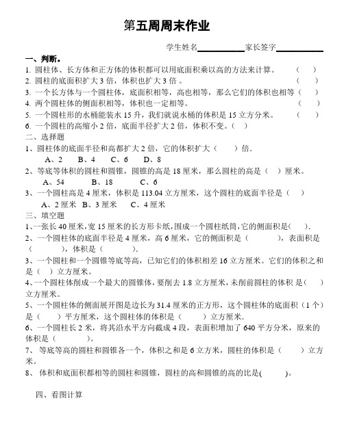六年级下册第五周周末作业
