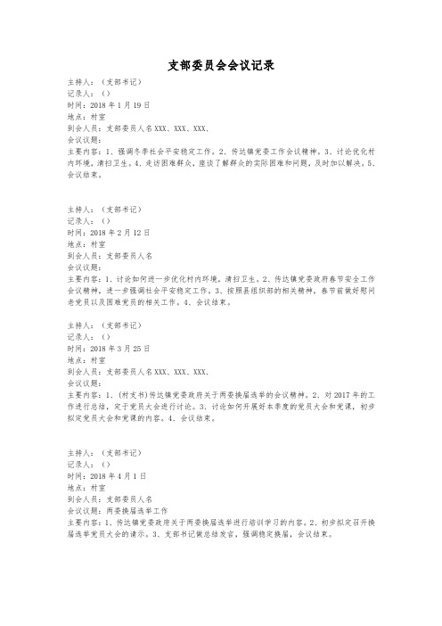 村级支部委员会会议记录