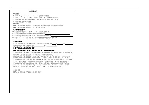 高三化学一轮复习离子检验教学案设计
