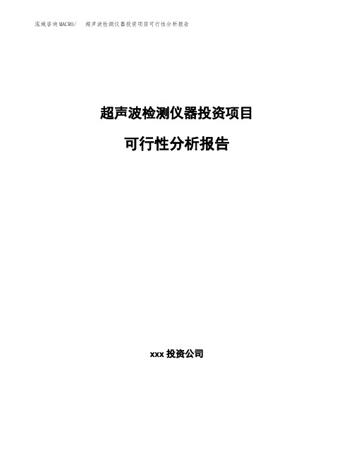 超声波检测仪器投资项目可行性分析报告案例