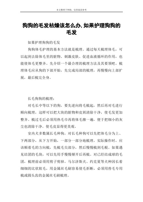 狗狗的毛发枯燥该怎么办,如果护理狗狗的毛发