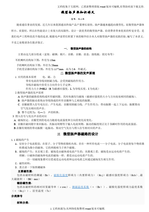 微型扬声器知识