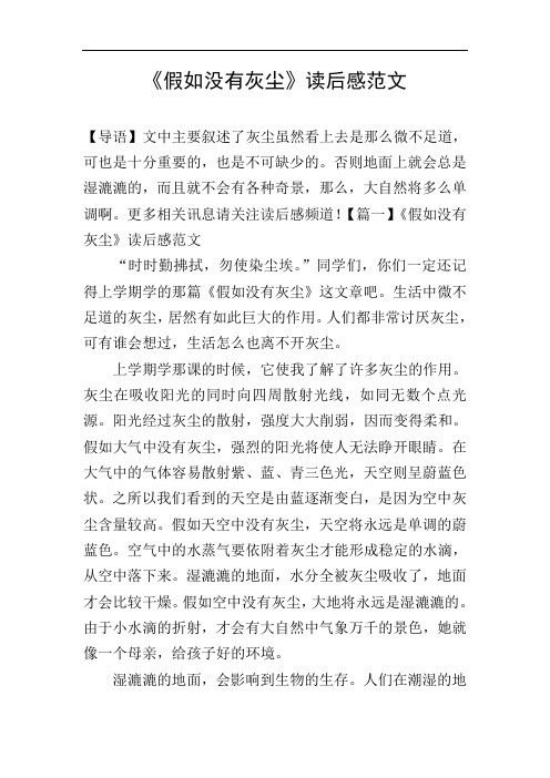《假如没有灰尘》读后感范文