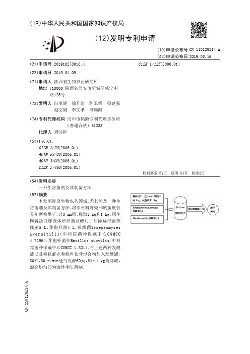 【CN110129214A】一种生防菌剂及其制备方法【专利】