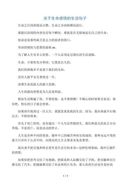 关于生命感悟的生活句子