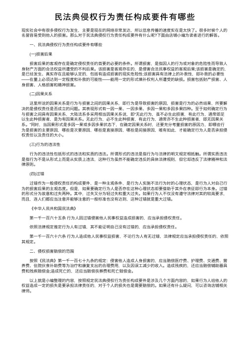 民法典侵权行为责任构成要件有哪些