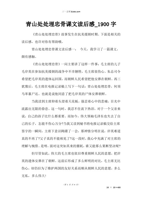作文：青山处处埋忠骨课文读后感_1900字
