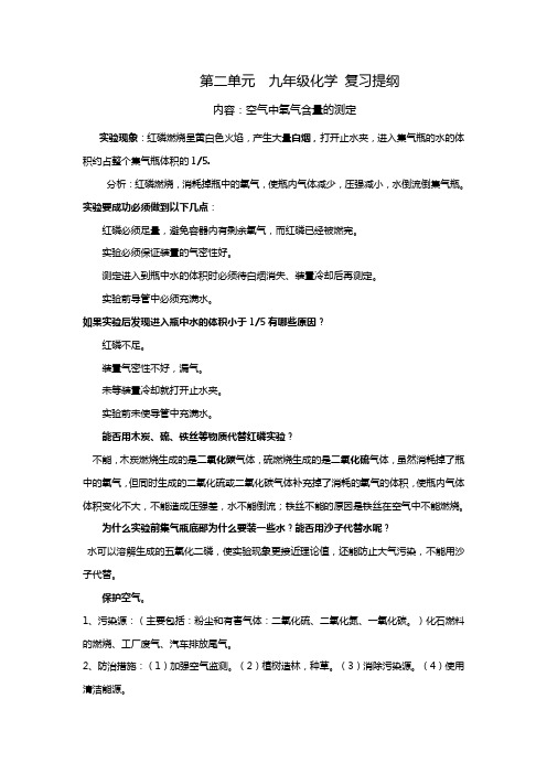 九年级化学 第二单元”空气”知识点必备