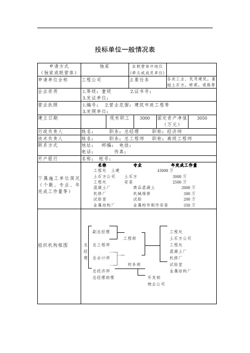投标单位一般情况表DOC