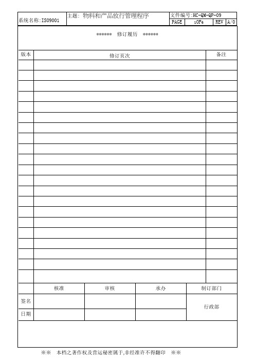 (完整版)物料和产品放行管理程序