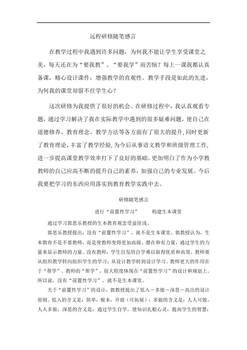 2013年7月23-7月28远程研修随笔感言