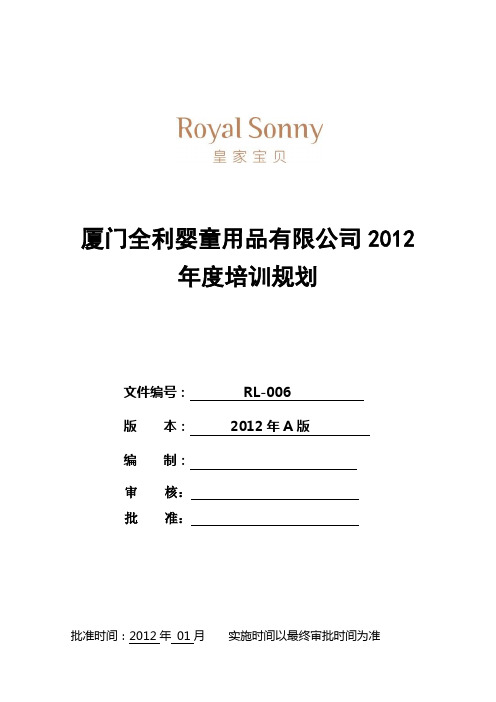 2012年度培训规划