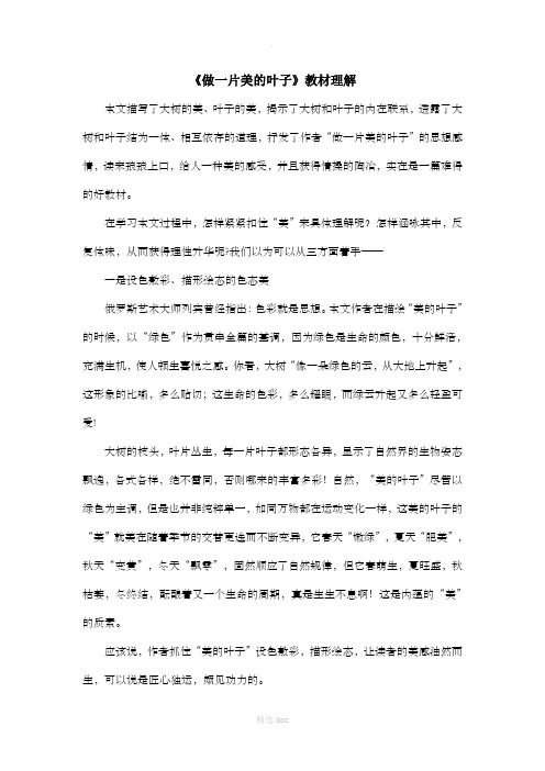 《做一片美的叶子》教材理解