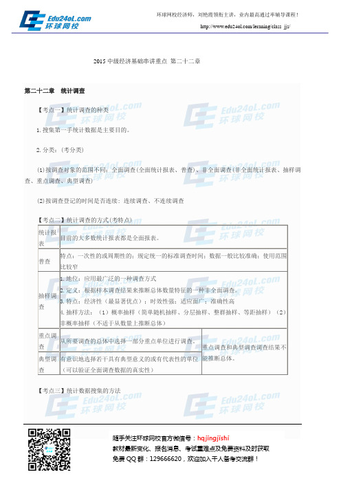 2015中级经济基础串讲重点 第二十二章