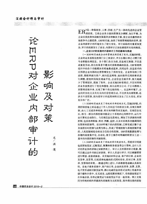 论ERP对企业内部审计的影响及对策