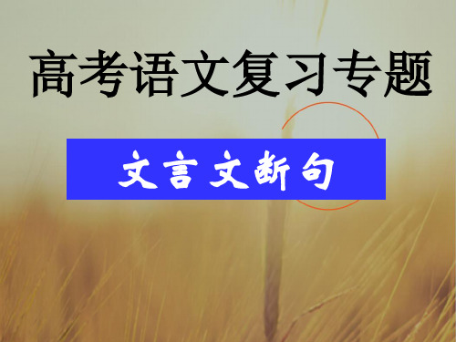 云南省峨山彝族自治县第一中学高考语文复习专题课件：公开课文言文断句
