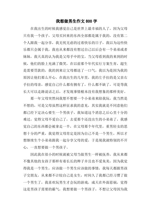 我想做男生作文800字