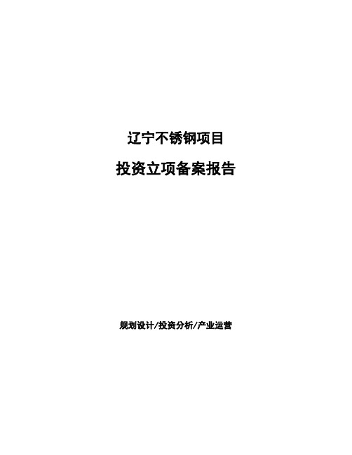 辽宁不锈钢项目投资立项备案报告