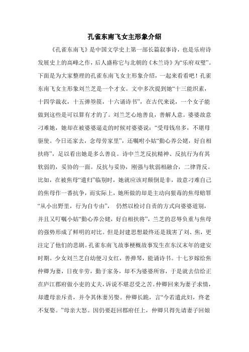 孔雀东南飞女主形象介绍