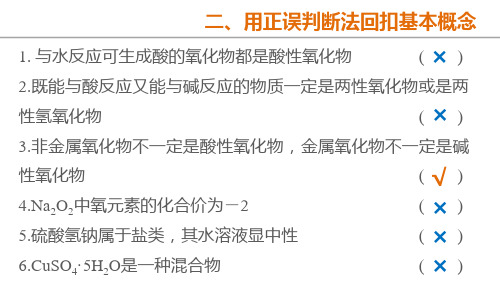 步步高2015届高考化学(广东专用)二轮复习 第一篇 二 用正误判断法回扣基本概念