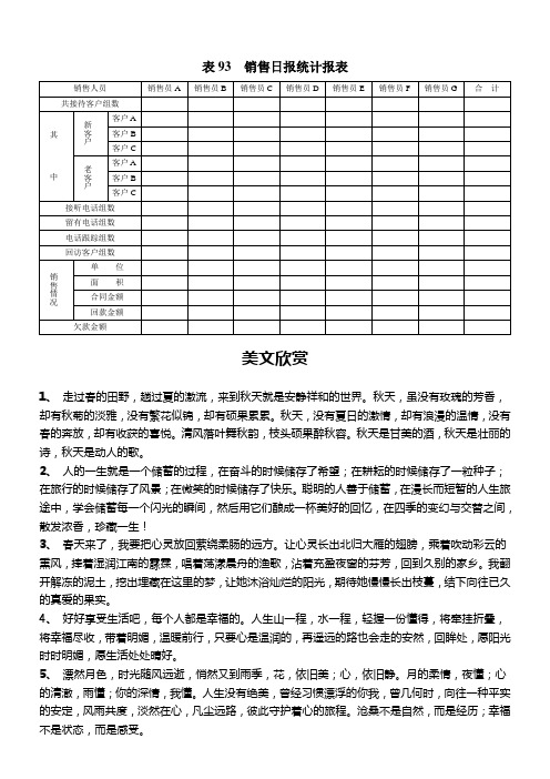 房地产营销全程运做表格93 销售日报统计报表-fsw.doc