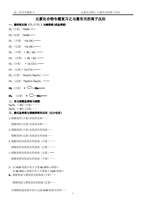 高三化学专题复习 与量有关的离子反应